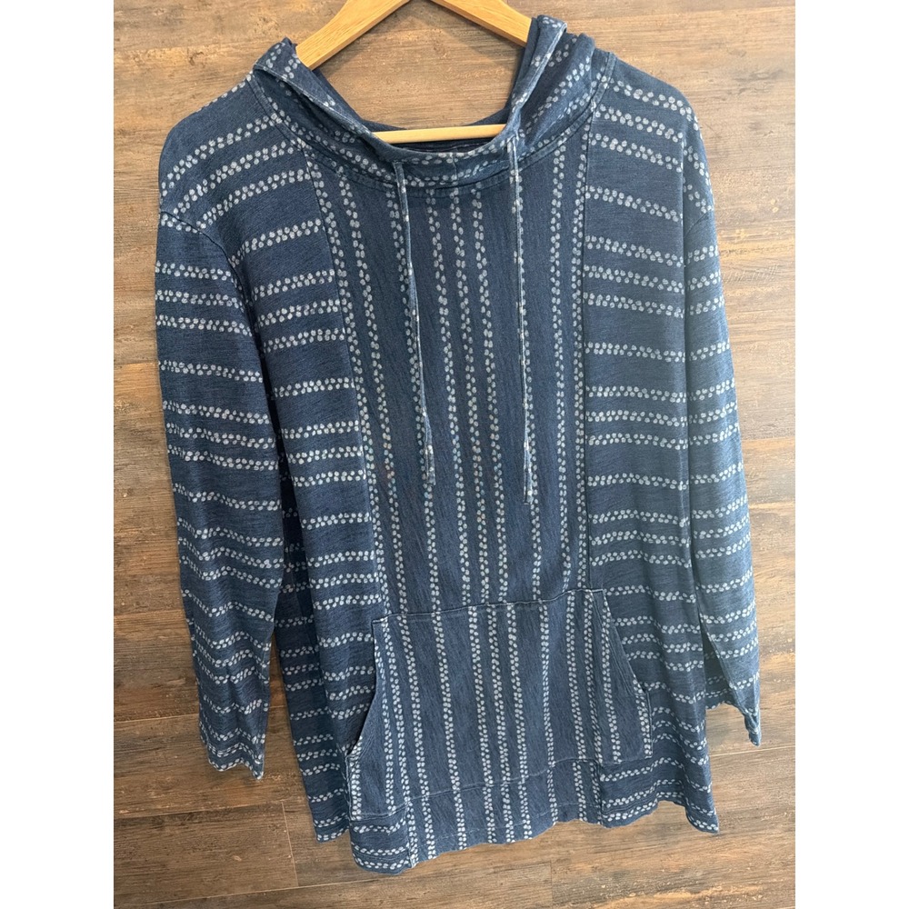 Pure Jill Indigo Womens Blue Cotton Dotted Stripe Hoodie Sweatshirt M KTP160201
